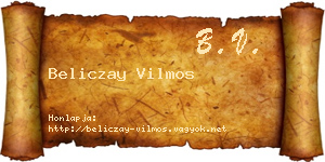 Beliczay Vilmos névjegykártya